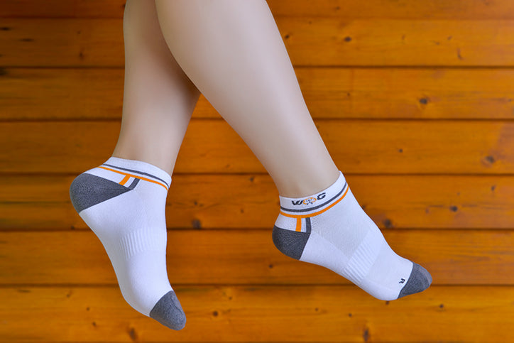 Low-Cut Athletic Socks-White/Gray